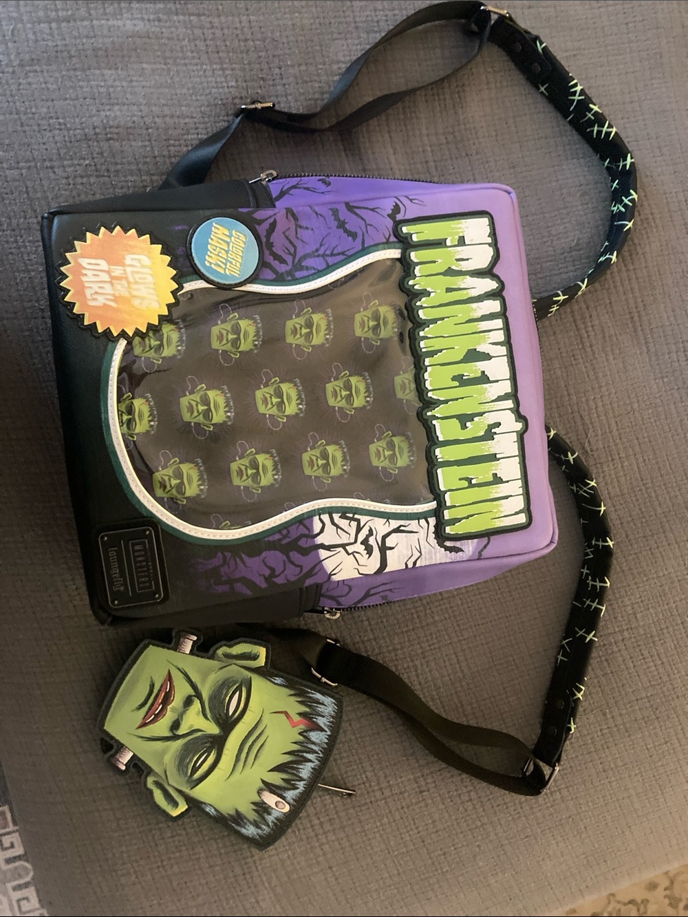 Loungefly Purple & Green Frankenstein Backpack - Picture 2 of 4